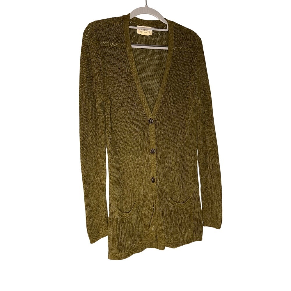 Denim & Supply Ralph Lauren green linen blend knit cardigan academia layering